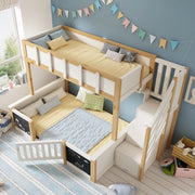 Letto a castello 90x200 e 140x200 cm in legno massello, MDF e compensato bianco