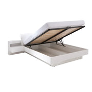 Letto contenitore RENATO 180x200 cm colore bianco con doghe e comodini con LED – 291 x 90 x 236 cm