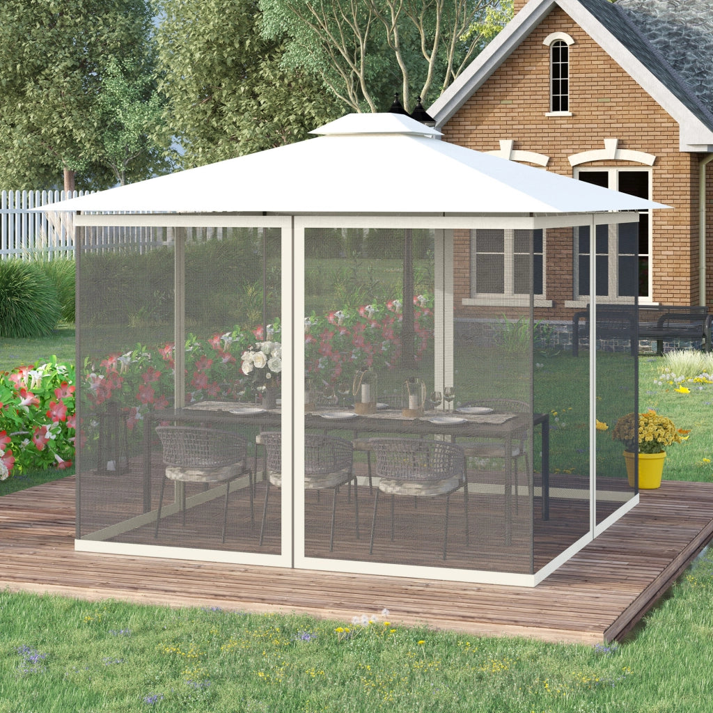 Zanzariere per gazebo giardino 3x3 m ¨C zephmum ¨C 4 pezzi con zip e ganci
