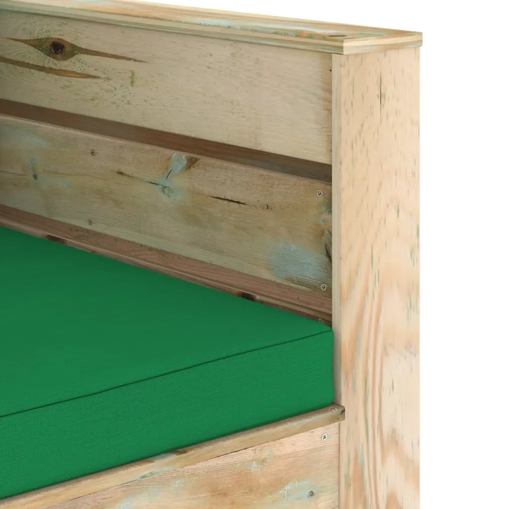 Set Divani da Giardino con Cuscini 2 pz Legno Impregnato Verde cod mxl 42763