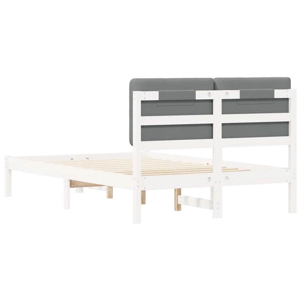 Letto con Testiera Rivestita Grigio chiaro 135 x 190 cm 877923