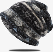 Cappello da Donna in Cotone, Felpa Polare, Impermeabile, con Orecchini e Cappuccio, Nero e Blu