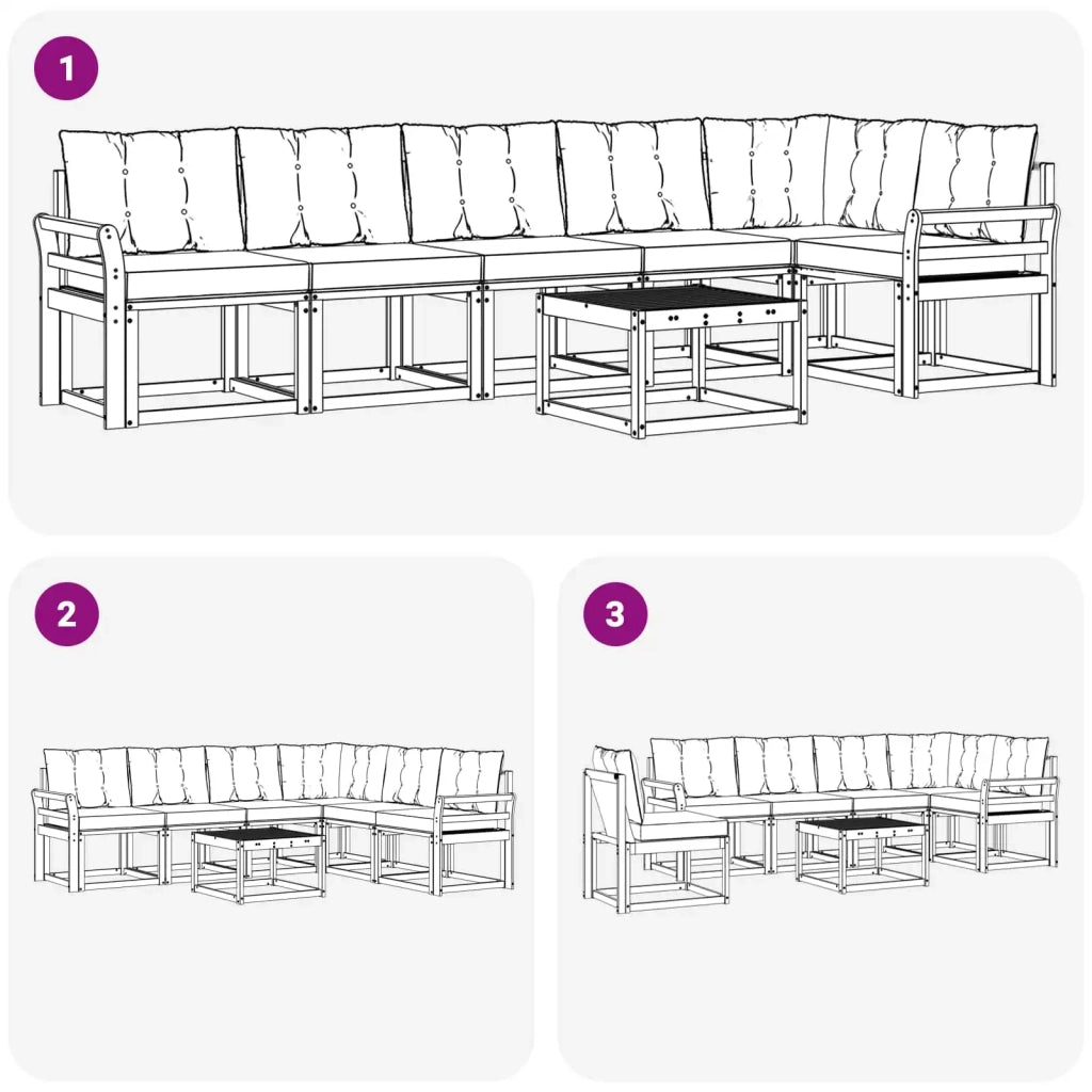 Set di divani da esterno 7 pz Bianco e Crema 3389548