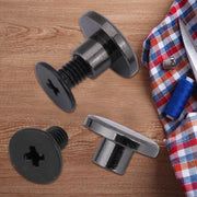 Kit di attacchi di metallo con viti a testa piatta e morsetto per DIY e artigianato in pelle - nero - 5mm