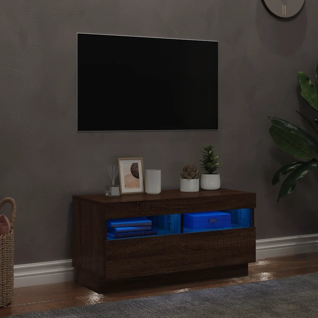 Mobile Porta TV con Luci LED Rovere Marrone 80x35x40 cm cod mxl 15892