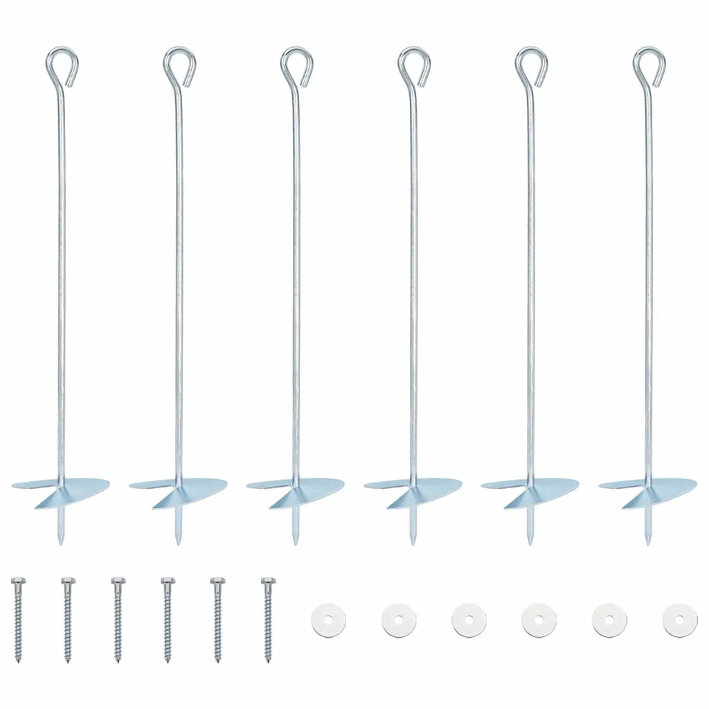Ancora per Terra 6 pz Argento ?10 x 50 cm Metallo Galvanizzato CFW3460443