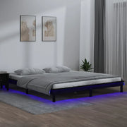 Giroletto LED-Struttura Letto con LED Nero 120x190cm Small Double in Legno Massello