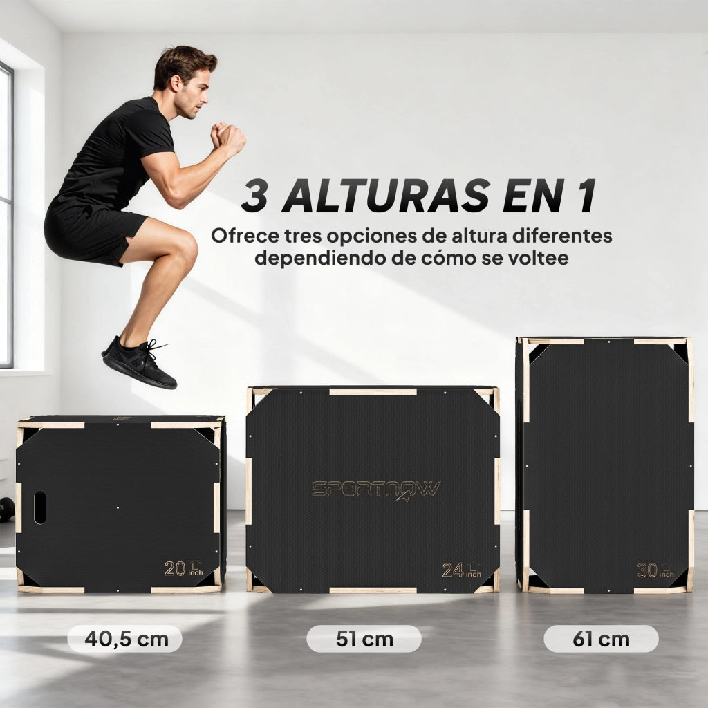 Contenitore 3 in 1 per Allenamento ¨C zephmum ¨C Legno 76x61x51 cm Nero