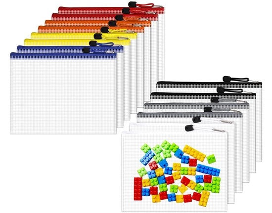 Documentenmap trasparente A5-14 pezzi con chiusura a righello, contenitore in plastica senza rete per documenti, carte, prodotti per la cura della persona, parti di giocattolo, compiti e viaggi