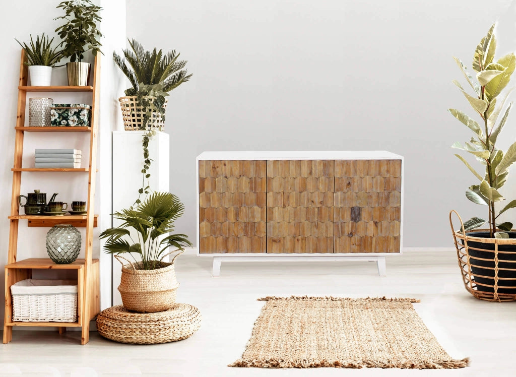 MOBILE ARCHIE BIANCO CON ANTE NATURALI 135 X 45 X H80 CM
