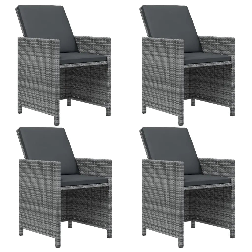 Set da Pranzo da Giardino 5 pz con Cuscini in Polyrattan Grigio 3095524