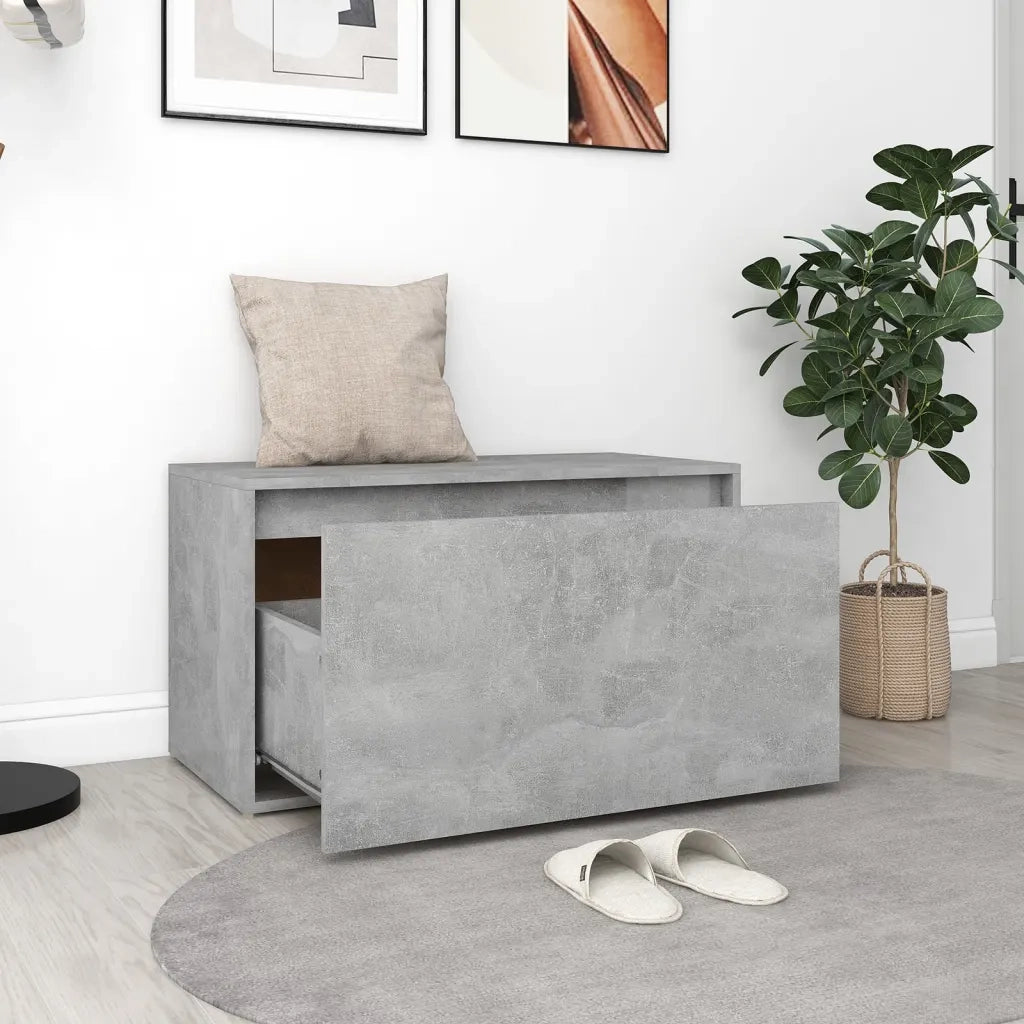 Panca da ingresso-Sgabello-Panca da Corridoio 80x40x45 cm Grigio Cemento in Truciolato