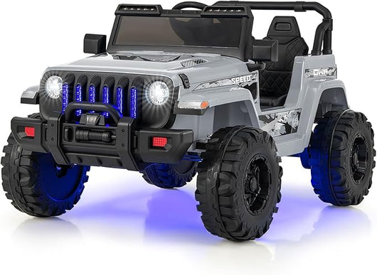 12V Auto per Bambini con Telecomando, Macchina Elettrica con 2 Posti Musica Porta USB e Luce, Velocità Regolabile 2,6-6km/h, per 3-8 Anni (Grigio)