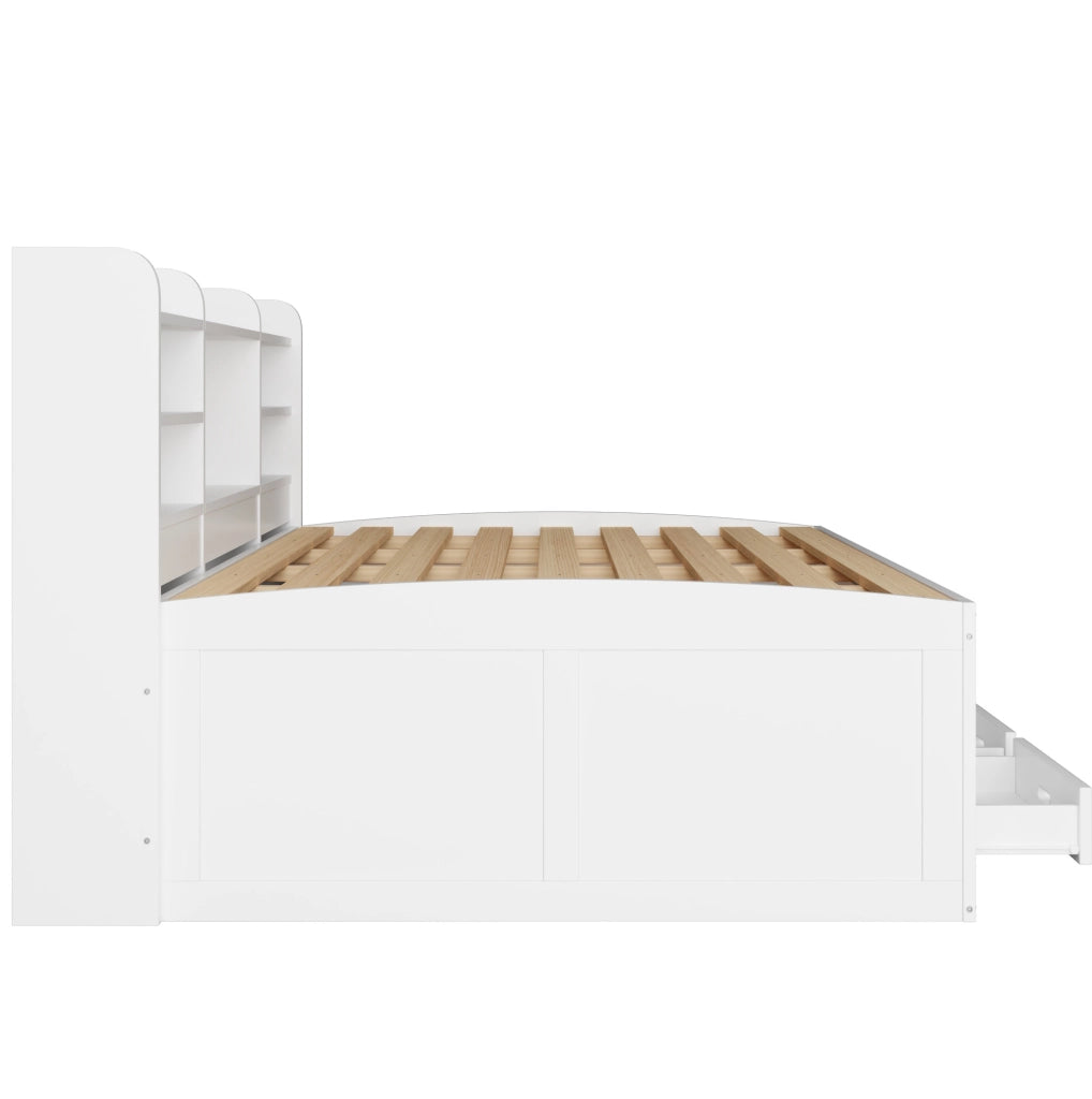 Letto estraibile con LED, 3 cassetti e porta USB Tipo C, bianco