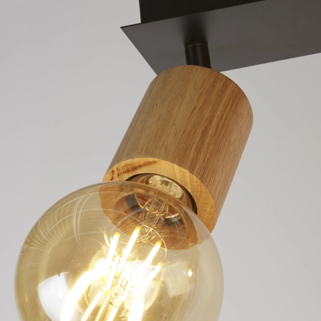 Plafoniera Industrial-Nordico Spinoso Acciaio Nero Marrone 2 Luci E27