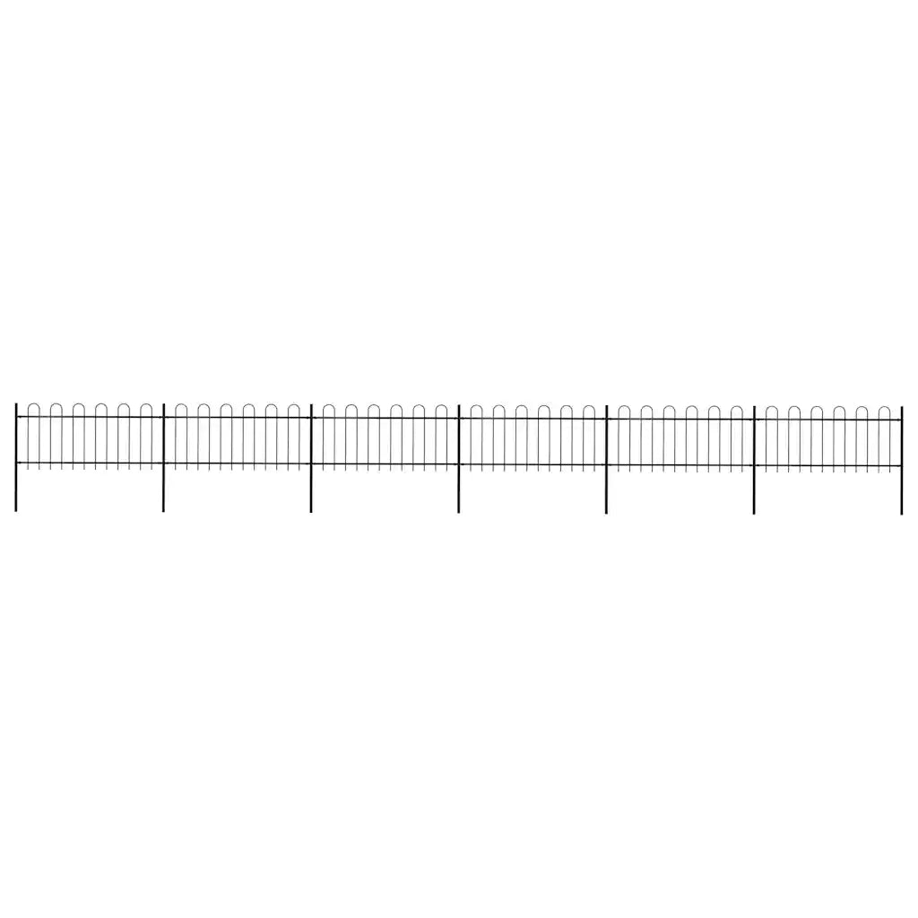 Recinzione da Giardino con Parte Superiore ad Anello in Acciaio 1005x80 cm Nera 277652