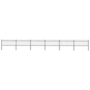 Recinzione da Giardino con Parte Superiore ad Anello in Acciaio 1005x80 cm Nera 277652