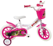 Bicicletta per Bambine 12" Masha e Orso Freno Caliper e Stabilizzatori in Acciaio Hi-Ten Bianco