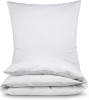 Set di copriletto in satinato cotone - Lusso del sonno - Tessuto damasco - 135x200 cm - Bianco