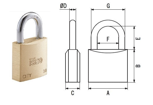 LUCCHETTO ISEO CITY KA MM.50
