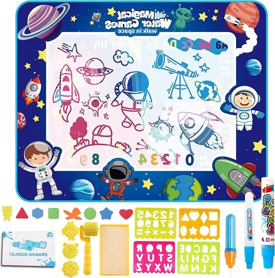Tavolo da Disegno con Pennarelli d'Acqua per Bambini da 3 a 6 anni - Matita da Disegno Reutilizzabile 100x80cm