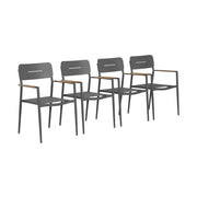 Set 4 sedie da giardino in alluminio e textilene, antracite