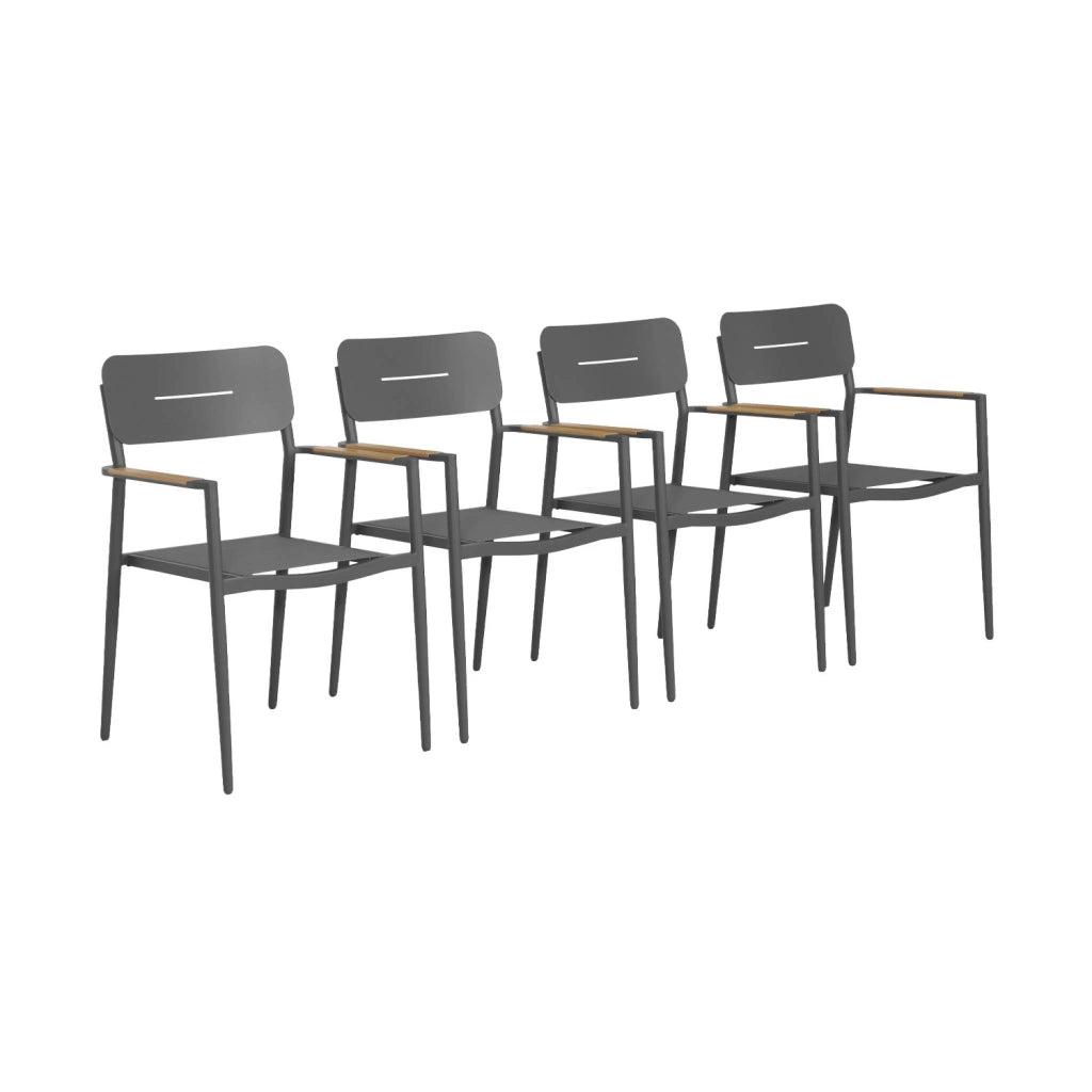 Set 4 sedie da giardino in alluminio e textilene, antracite