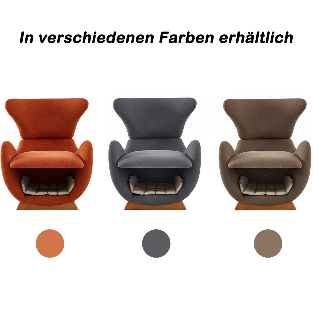 Poltrona lounge design con cuccia integrata per animali; 66 cm in tessuto marrone e legno