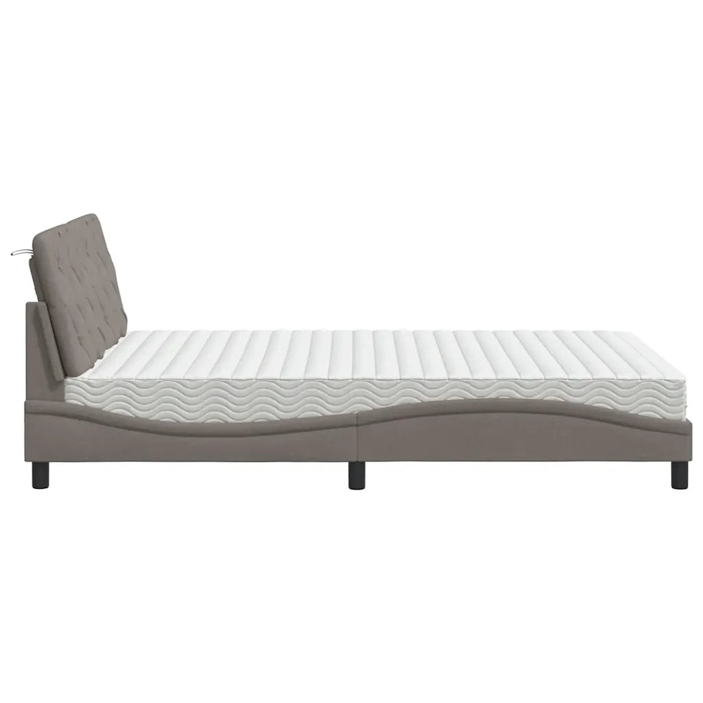 Letto con Materasso Tortora 140x190 cm in Tessuto 3310738