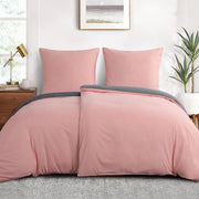 Set di lenzuola 135 x 200 cm, 4 pezzi, grigio, lenzuola a rilascio rapido, 135 x 200 cm, 4 pezzi, con chiusura a zip, coperte a due tonalità, set di 2 coperte morbide con cuscini, rosa e bianco.