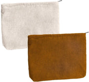 Cosmetici portatili 2 pezzi - Corduroy - Portatile - Piccolo 25 x 18 x 5 cm - Con chiusura a cerniera - Adatto per viaggi - Trucco portatile