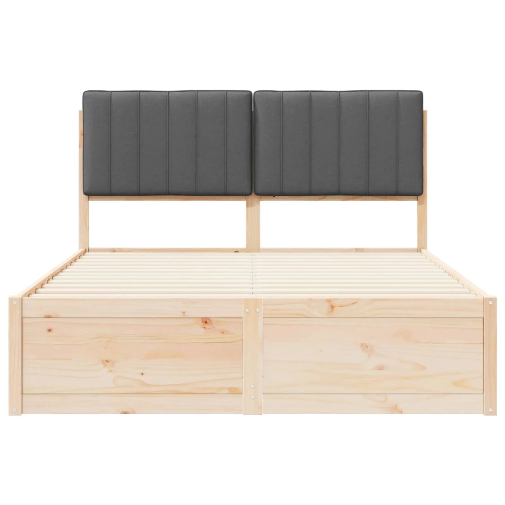 Letto con Testiera Rivestita Grigio scuro 140 x 190 cm