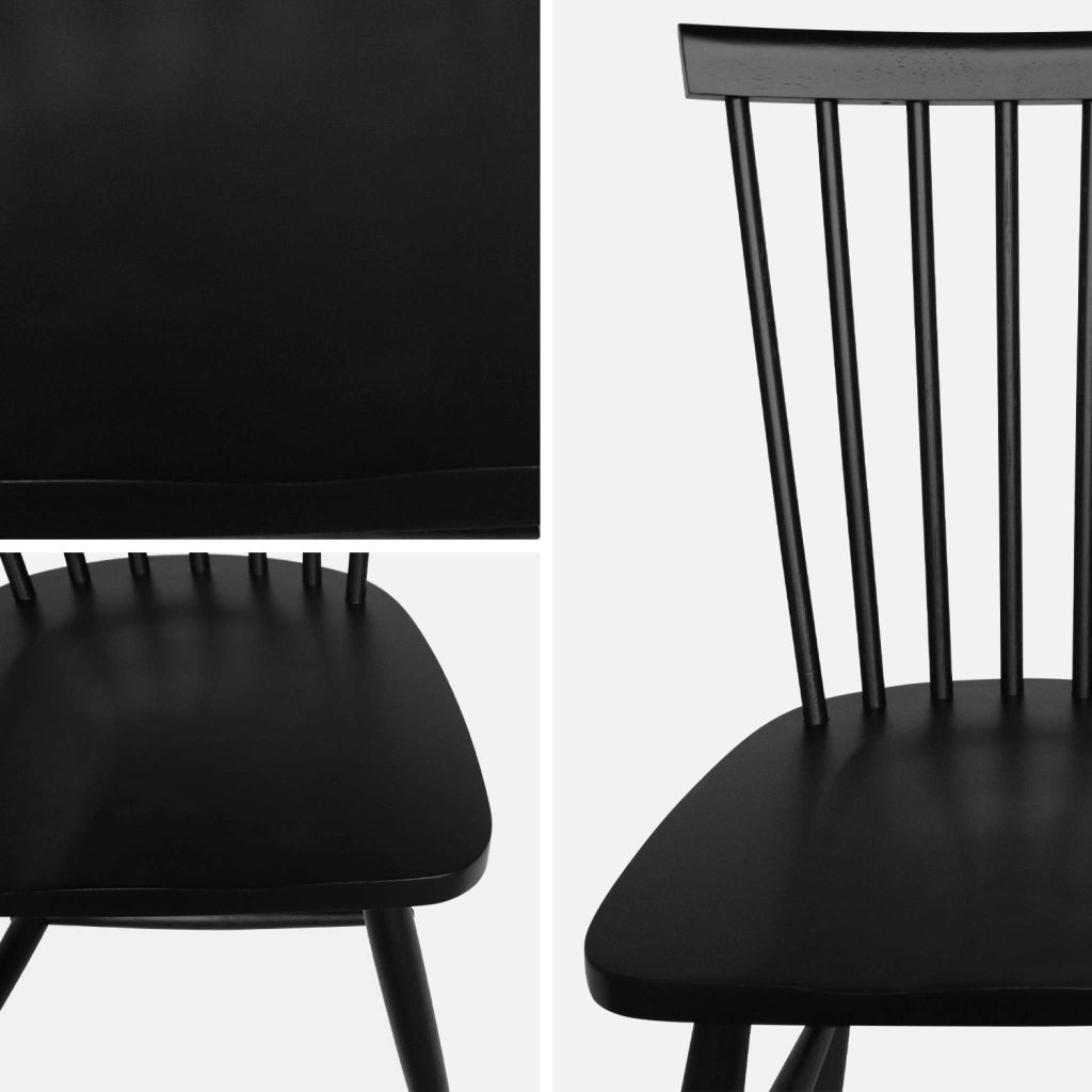 Set 2 sedie da pranzo in legno, impilabili stile vintage, nero