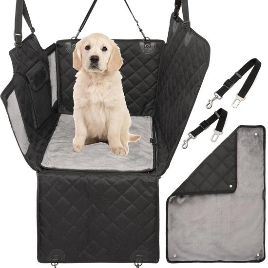 Porta hondi per auto con cuscino aggiuntivo morbido - coperta per cani piccoli e medi - cinture di sicurezza in due diverse lunghezze - impermeabile e robusto