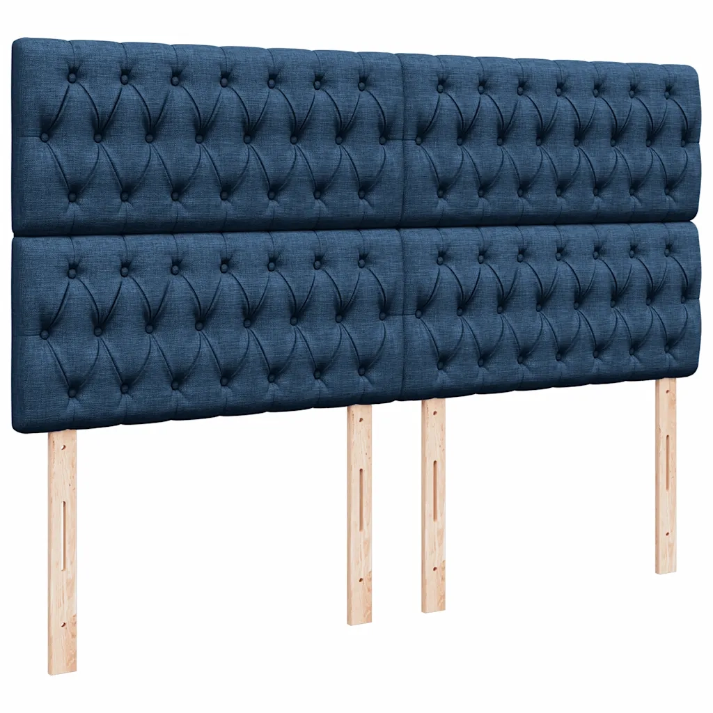 vidaXL Struttura Letto Pouf con Materasso Blu 160x200 cm in Tessuto