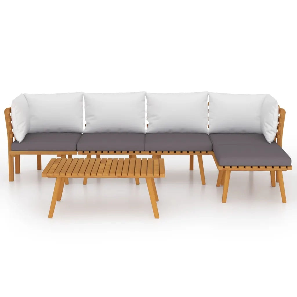 Set Divani da Giardino 6 pz con Cuscini in Massello di Acacia 3087004