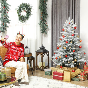 Albero di Natale Innevato Alto 150 cm con 828 Rami e Base in Metallo Verde