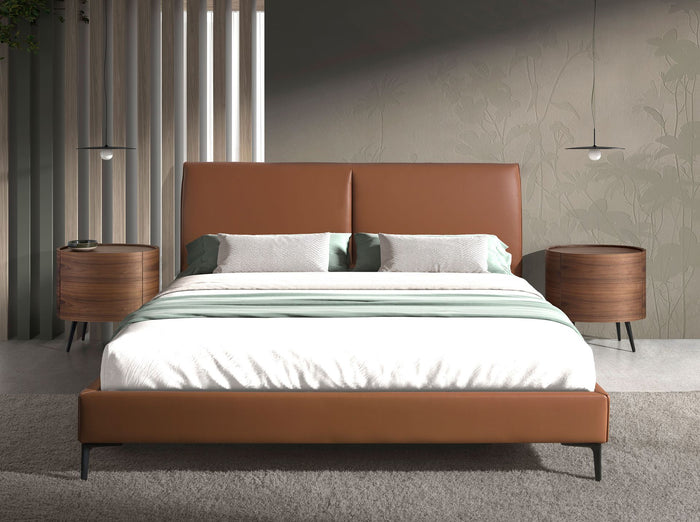 Letto in similpelle marrone