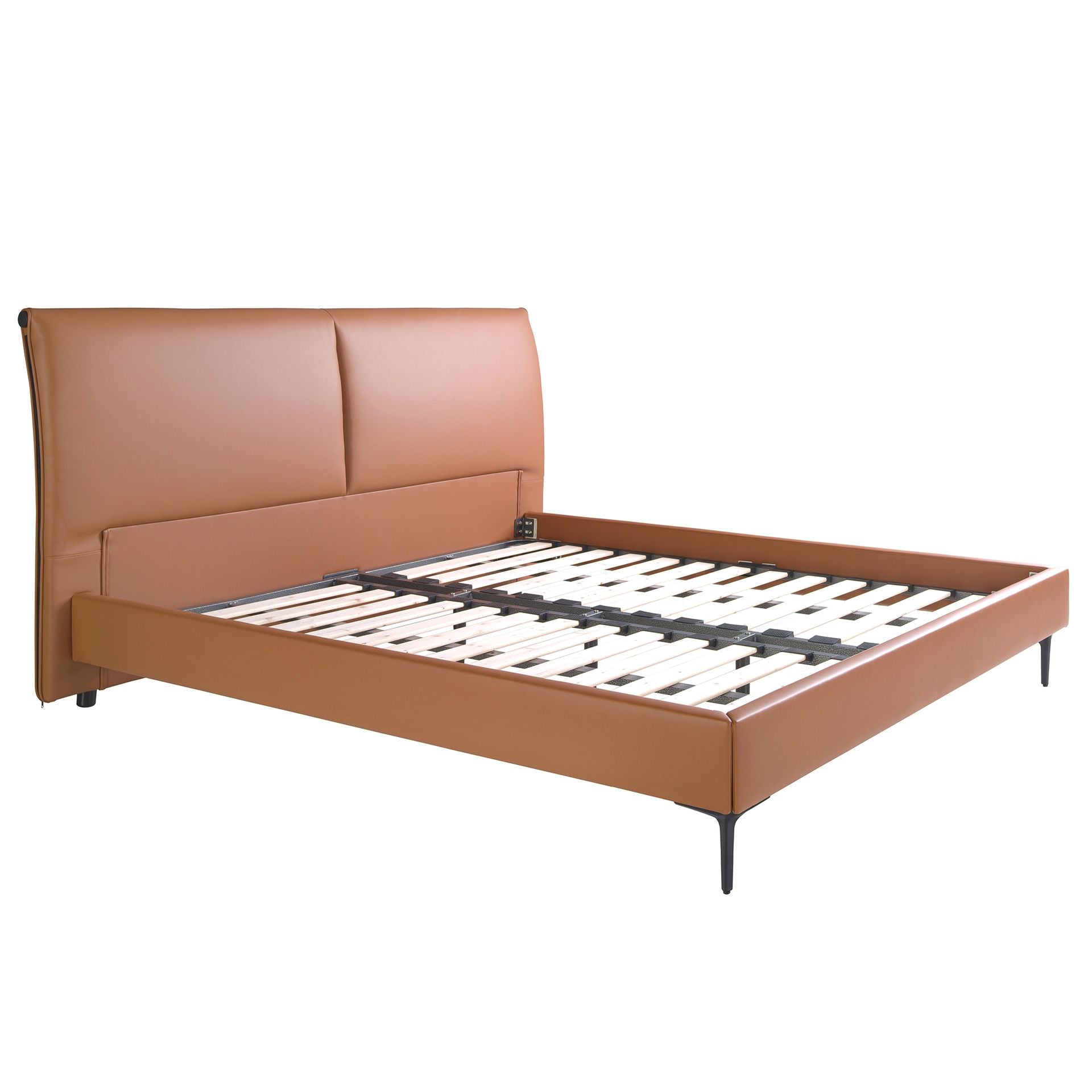 Letto in similpelle marrone