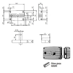 ISEO 485604 SERRATURA PORT. X FERRO MM.60DX Q8 3 MANDATE