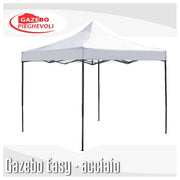 Gazebo 3x3 m bianco pieghevole portatile estendibile richiudibile estensibile acciaio SENZA laterali per fiere eventi stand chiosco tenda tendone mercato mercatino
