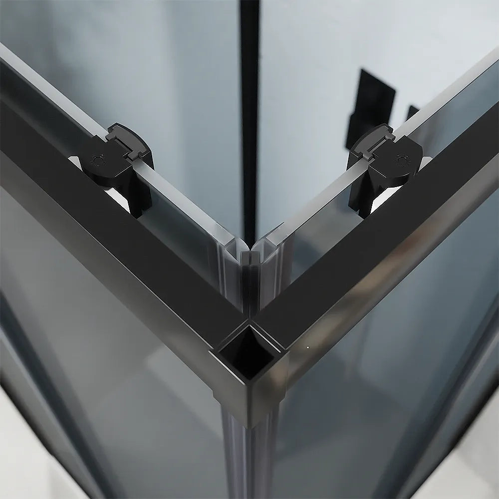 Box doccia nero opaco 3 lati 80x120x80 cm con doppio scorrevole h190 cm e vetro fumè 6 mm | Tremiti