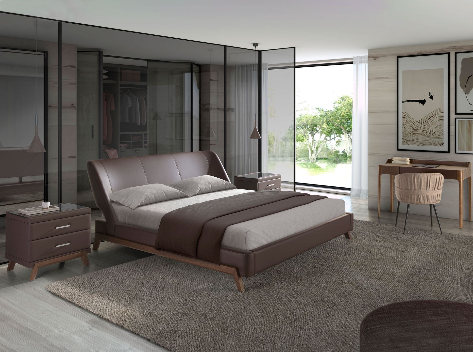 Letto in similpelle marrone cioccolato