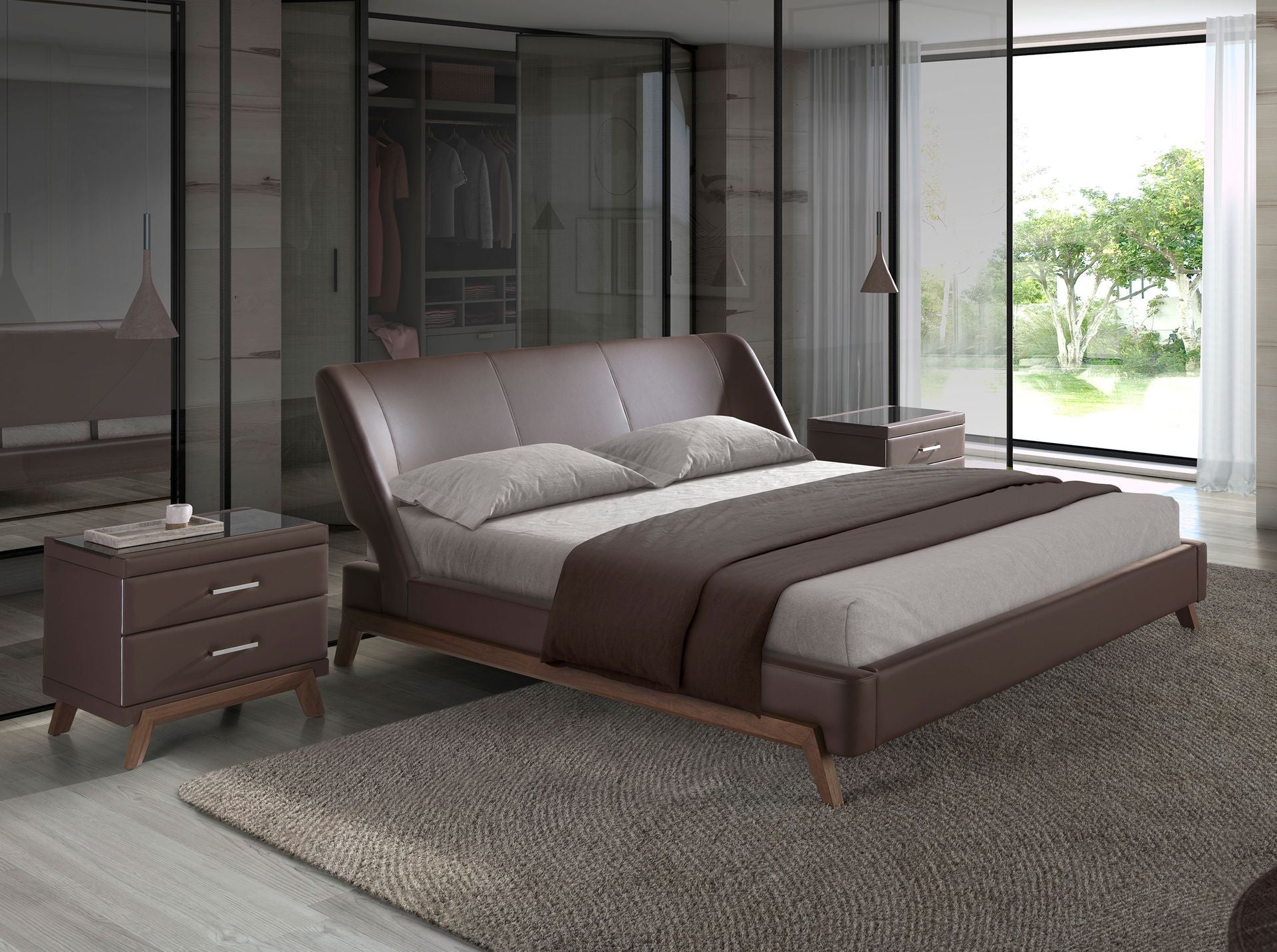 Letto in similpelle marrone cioccolato