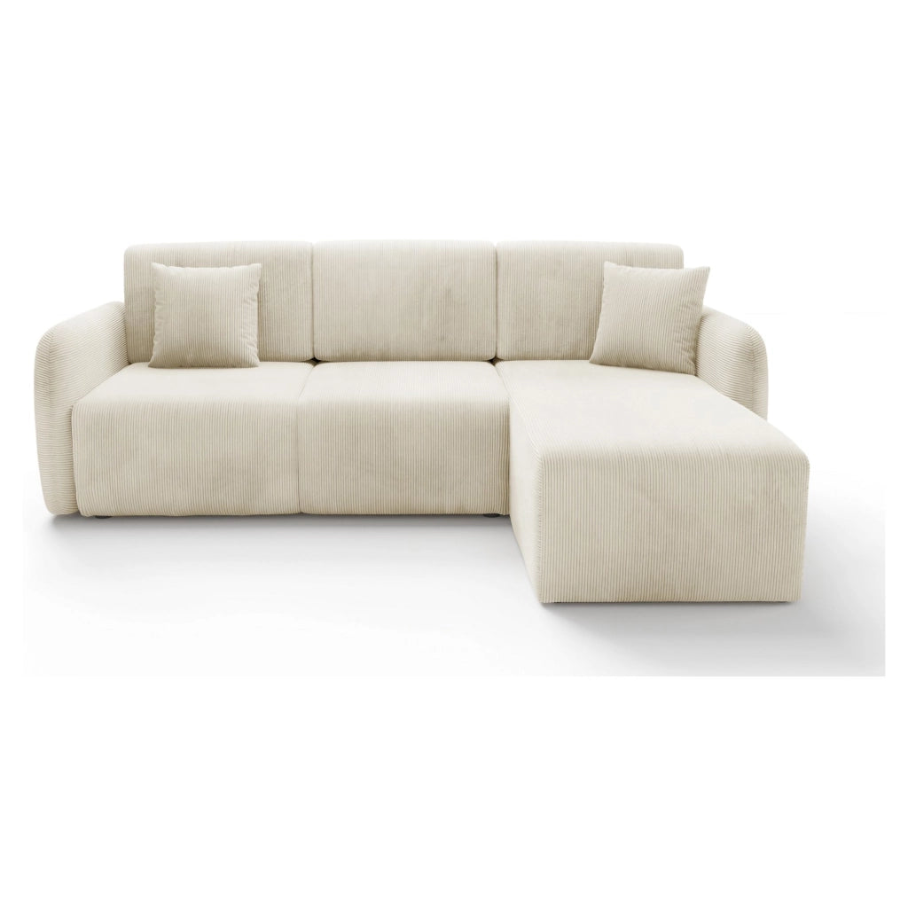 Ranco, Divano Letto con Penisola Contenitore, 245x185 cm Bianco Crema