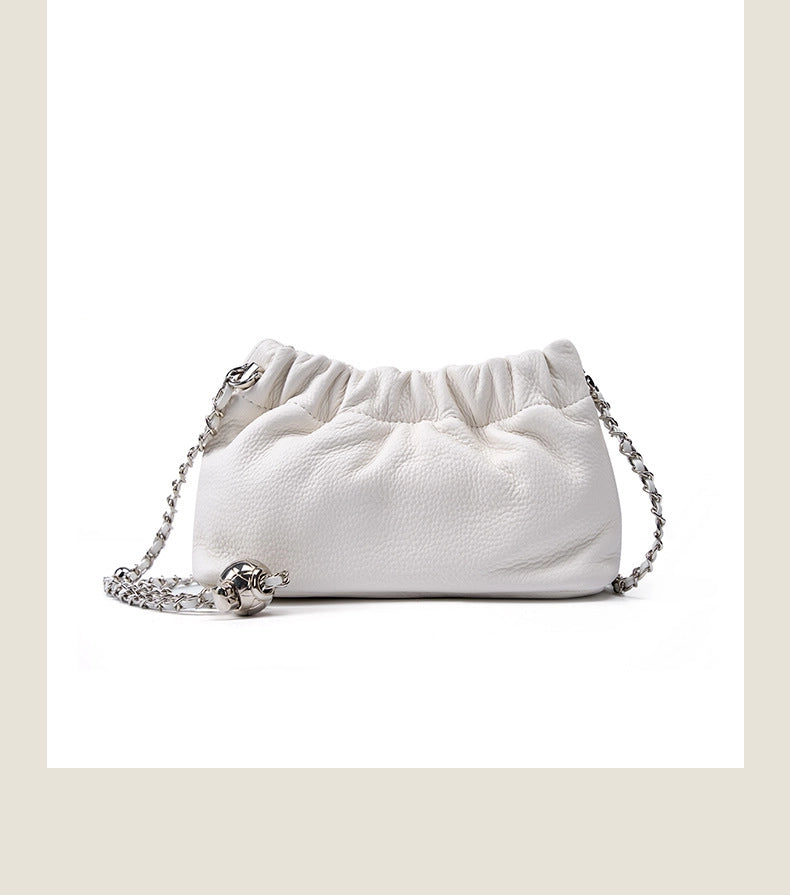 Borsa a tracolla da donna in vera pelle bianca