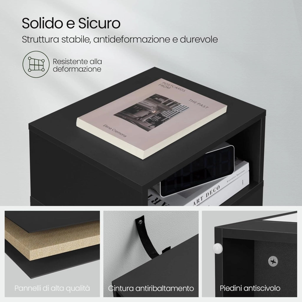 Set di 2 Comodino Stretto, Comodino con 2 Scomparti a Giorno e Cassetto, Tavolino da Notte 25x30x66cm, Mobile Salvaspazio per Camera da Letto, Soggiorno, in Truciolato, Rovere, 0010CTG-2