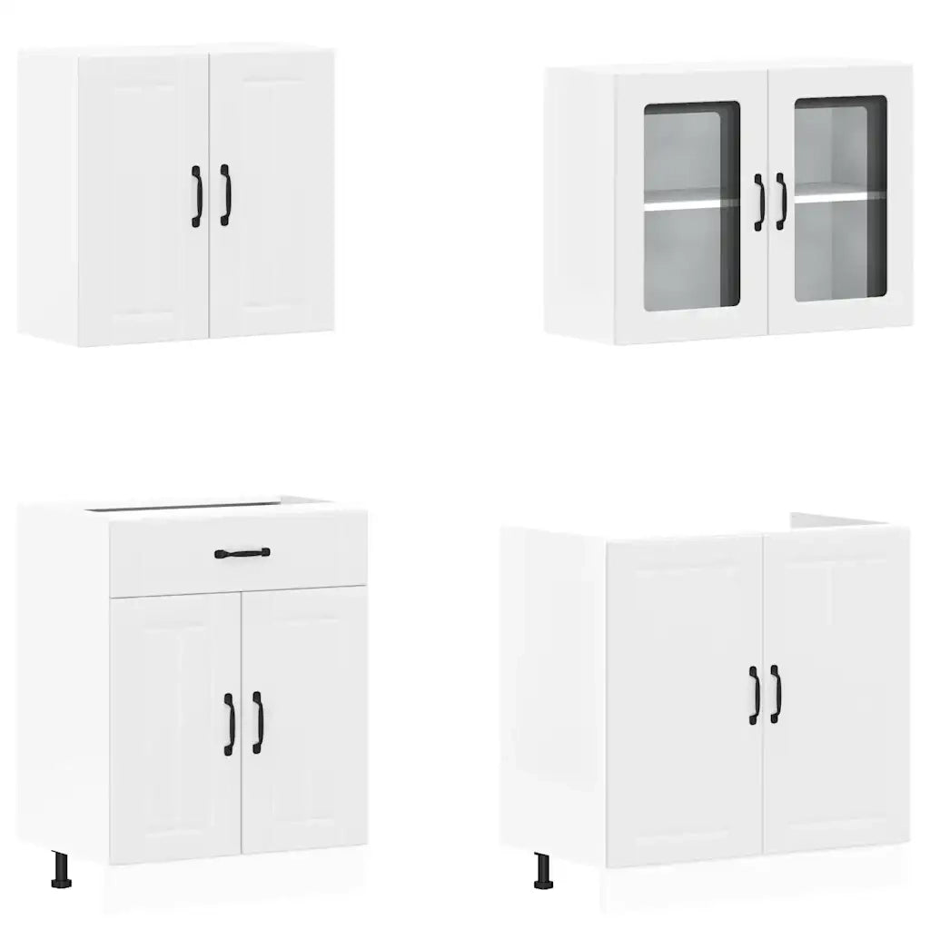 Set Mobili da Cucina 4 pz Lucca Bianchi Legno Multistrato 3314861