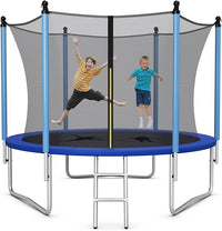 Tappeto Elastico per Bambini 244/305/366/427cm Certificato GS, Trampolino Elastico da Interno ed Esterno con Rete, Tubi Galvanizzati Antiruggine e Scala