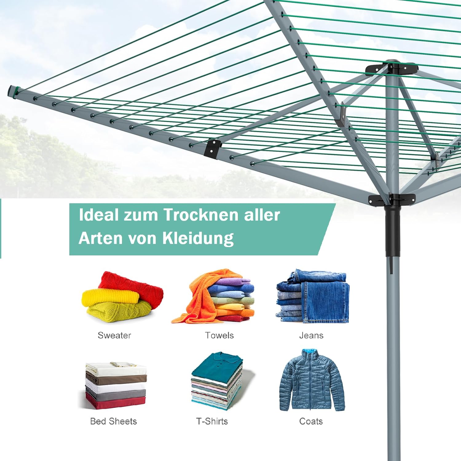 Stendino Verticale Salvaspazio - RATTANTREE - 4 Livelli Stendibiancheria Allungabile con Ruote, Acciaio Inossidabile Stendino da Balcone Esterno, Stendipanni per Interno, Bianca